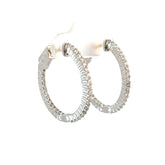 14k White Gold 1.00ct G VS2 Round Diamond Inside/Out Hoop Earrings 1"